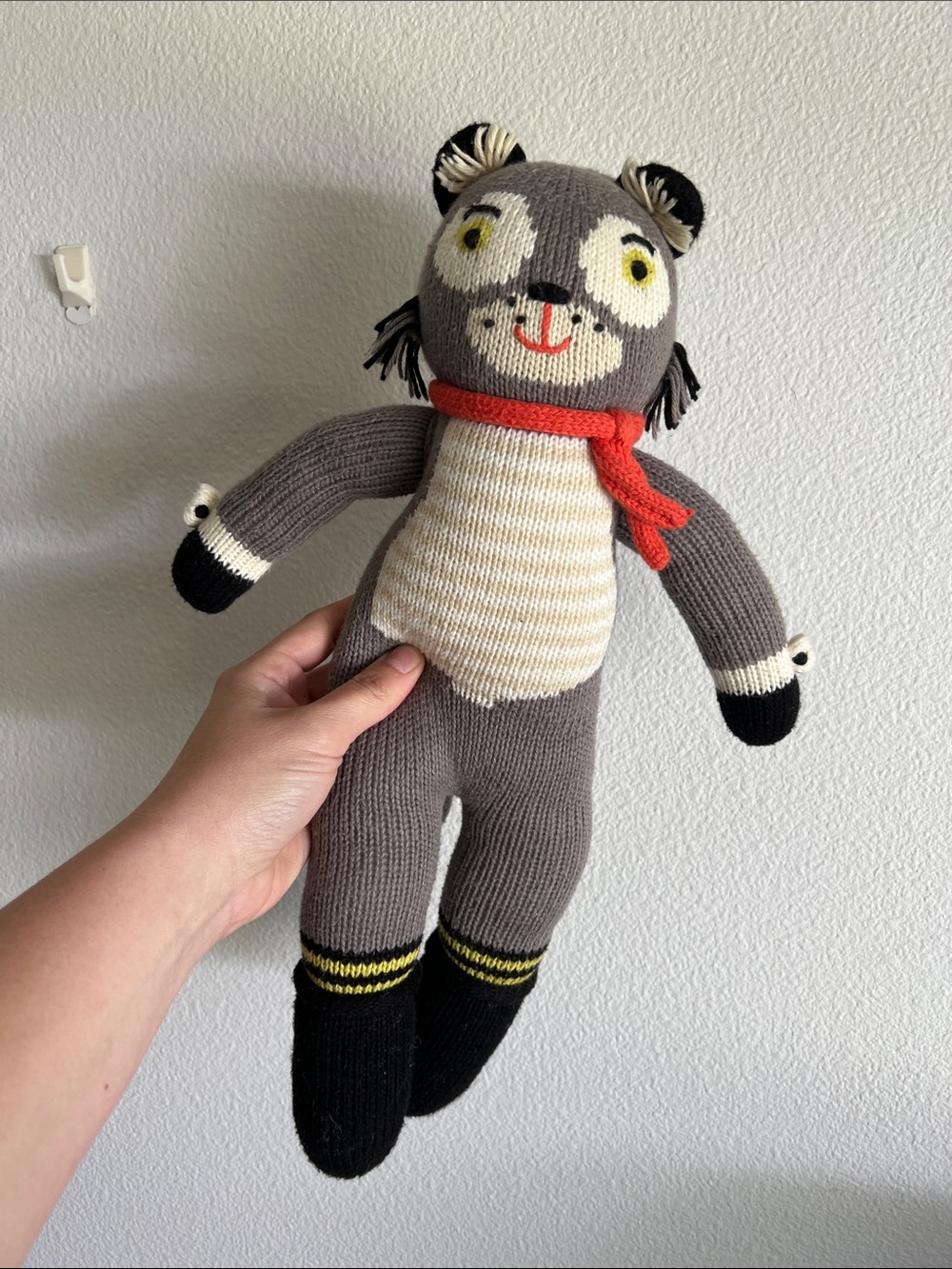 Blabla Grey Knit Animal Plush with Red Scarf